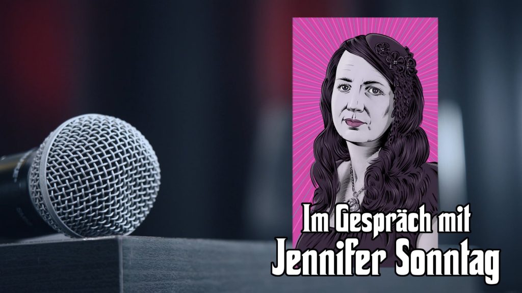 Talkshow des Todes mit Jennifer Sonntag, Mikro und Illustration Jennifer Sonntag
