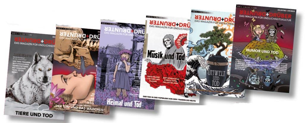 sechs Cover-Abbildungen der drunter+drüber-Ausgaben