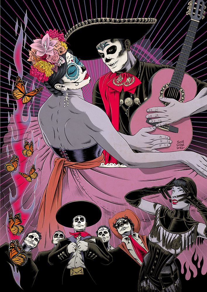 Stadt der Sterblichen-Illustration von Schwarwel Burlesque