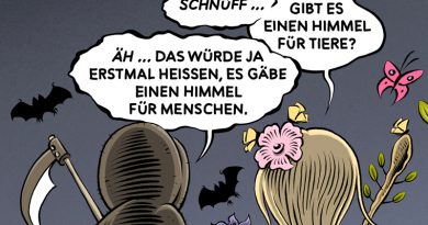 Herr Tod und Frau Leben-Comic von Schwarwel zum Thema Tiere und Tod