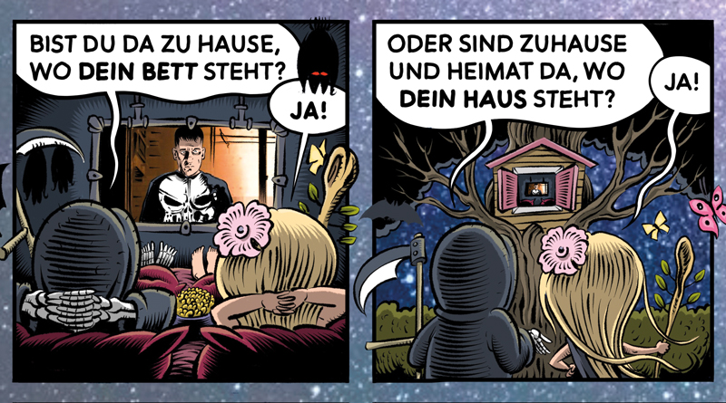 HERR TOD UND FRAU LEBEN COMIC „HEIMAT UND TOD”