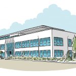 FUNUS Stiftung home und Zentrum für Endlichkeitskultur Außenfassade, Illustration: Schwarwel