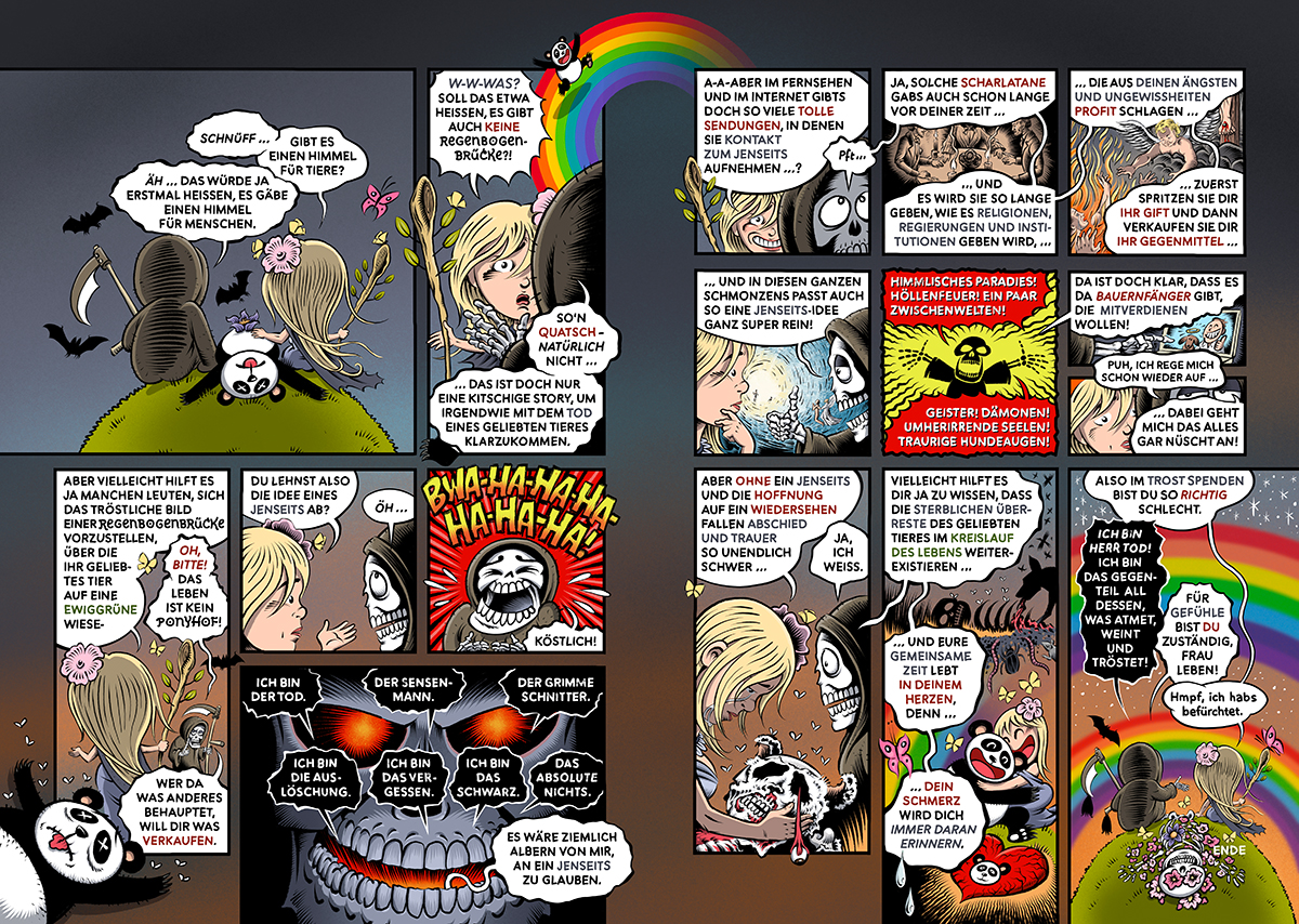 Herr Tod und Frau Leben-Comic von Schwarwel zum Thema Tiere und Tod