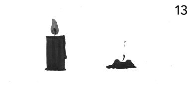 Cartoon von meta bene: Eine Kerze brennt, eine ist erloschen, darunter steht: „Wenn sie Ihne dich ausgeht.”