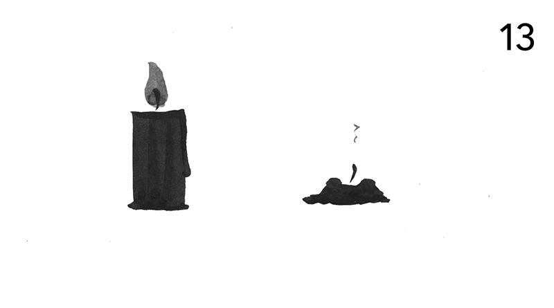 Cartoon von meta bene: Eine Kerze brennt, eine ist erloschen, darunter steht: „Wenn sie Ihne dich ausgeht.”